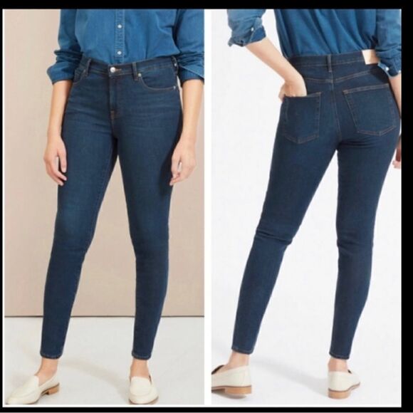 NWT Everlane The Mid-Rise Skinny Jeans, Dark Wash Denim Deep Indigo. 25